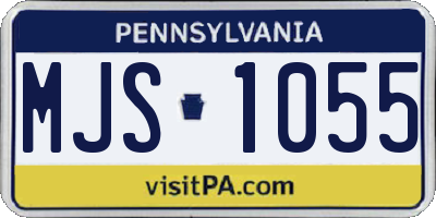 PA license plate MJS1055