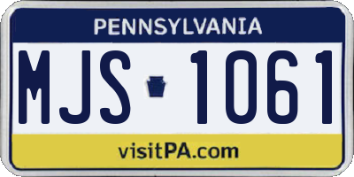 PA license plate MJS1061