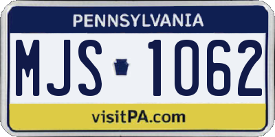 PA license plate MJS1062