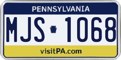 PA license plate MJS1068