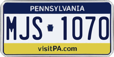 PA license plate MJS1070