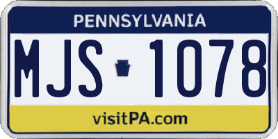 PA license plate MJS1078