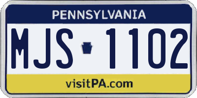 PA license plate MJS1102
