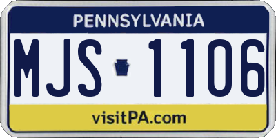 PA license plate MJS1106