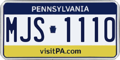 PA license plate MJS1110