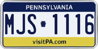 PA license plate MJS1116