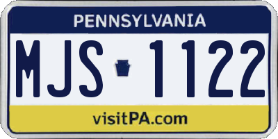 PA license plate MJS1122