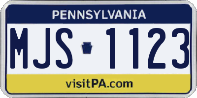 PA license plate MJS1123