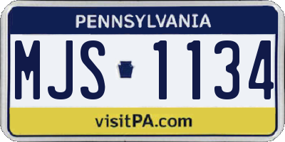 PA license plate MJS1134