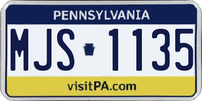 PA license plate MJS1135