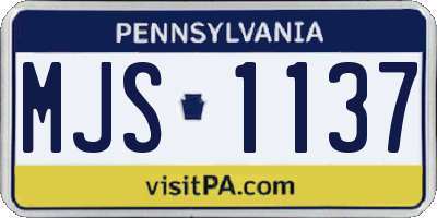 PA license plate MJS1137