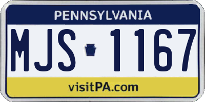 PA license plate MJS1167