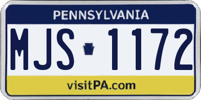 PA license plate MJS1172