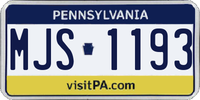 PA license plate MJS1193