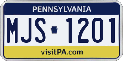 PA license plate MJS1201