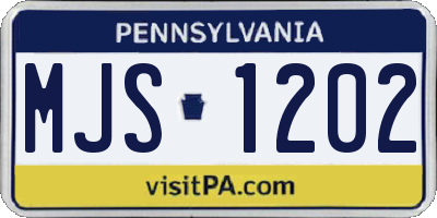PA license plate MJS1202