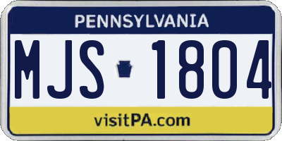 PA license plate MJS1804