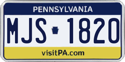 PA license plate MJS1820