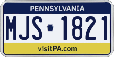 PA license plate MJS1821
