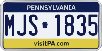 PA license plate MJS1835