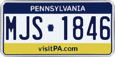 PA license plate MJS1846