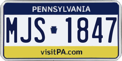 PA license plate MJS1847