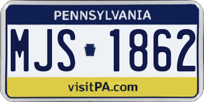 PA license plate MJS1862