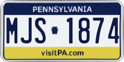 PA license plate MJS1874