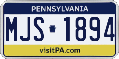 PA license plate MJS1894
