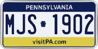 PA license plate MJS1902