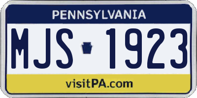 PA license plate MJS1923