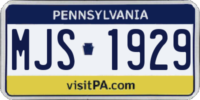 PA license plate MJS1929