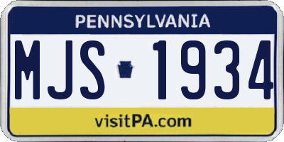 PA license plate MJS1934