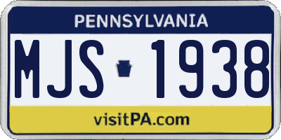 PA license plate MJS1938