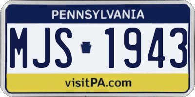 PA license plate MJS1943