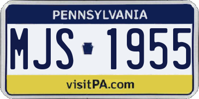 PA license plate MJS1955