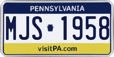 PA license plate MJS1958