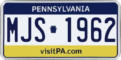 PA license plate MJS1962