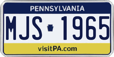 PA license plate MJS1965