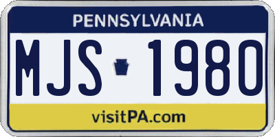PA license plate MJS1980