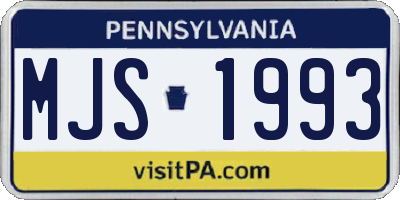 PA license plate MJS1993