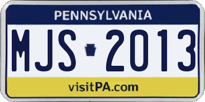 PA license plate MJS2013