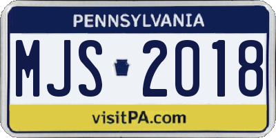 PA license plate MJS2018