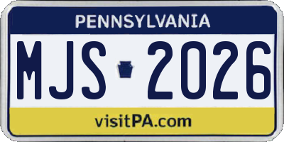 PA license plate MJS2026