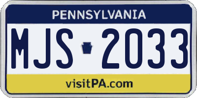 PA license plate MJS2033