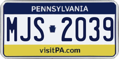 PA license plate MJS2039