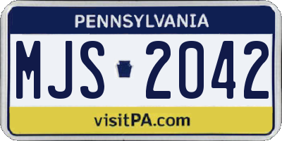 PA license plate MJS2042