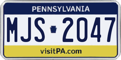 PA license plate MJS2047