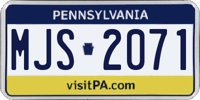 PA license plate MJS2071