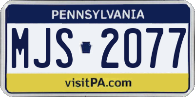 PA license plate MJS2077